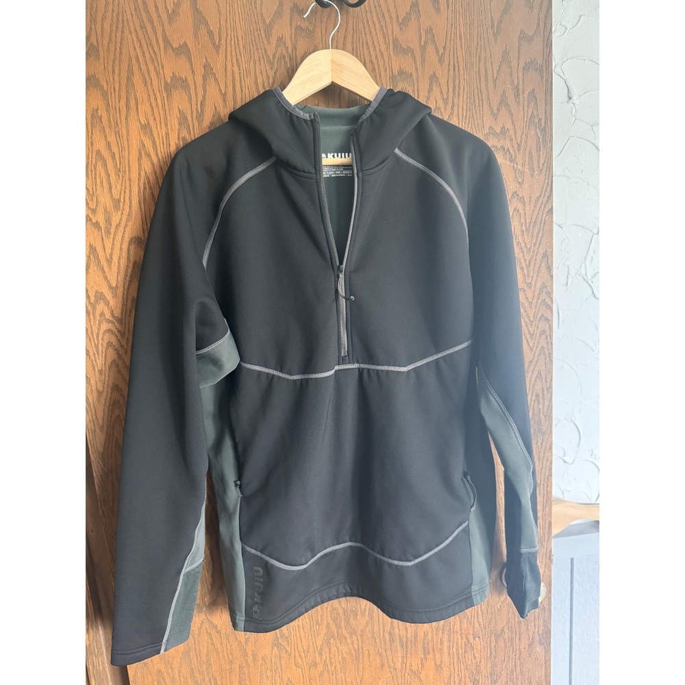 KUIU Hybrid 260 Hoodie Mens XL Black Phantom Grey Quarter Zip Fleece Hunting